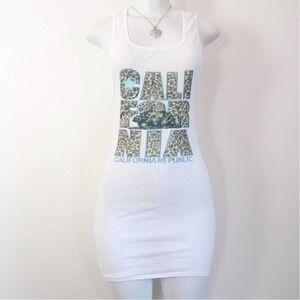 y2k california republic leopard tank dress